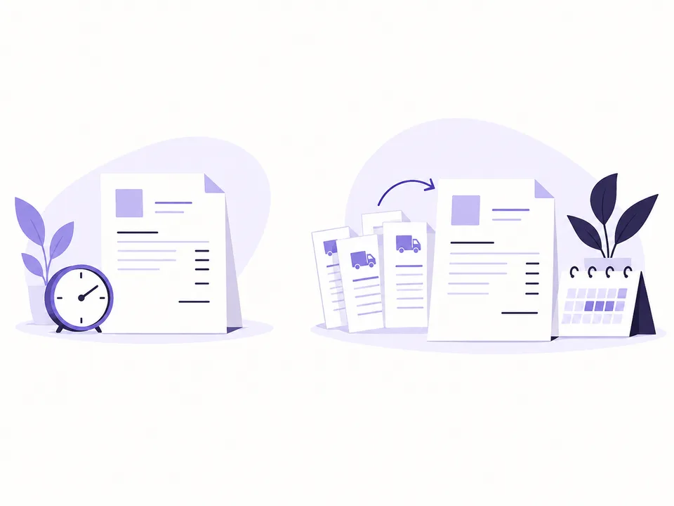 Illustrazione: fattura singola e documenti raccolti per una fatturazione successiva.