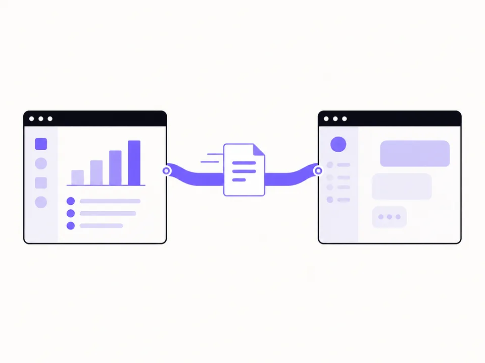Illustrazione: due applicazioni collegate per scambiare strumenti e documenti.